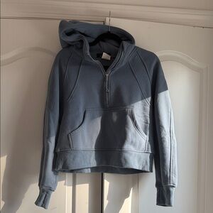 lululemon LOOK A LIKE scuba hooded half zip slate blue small